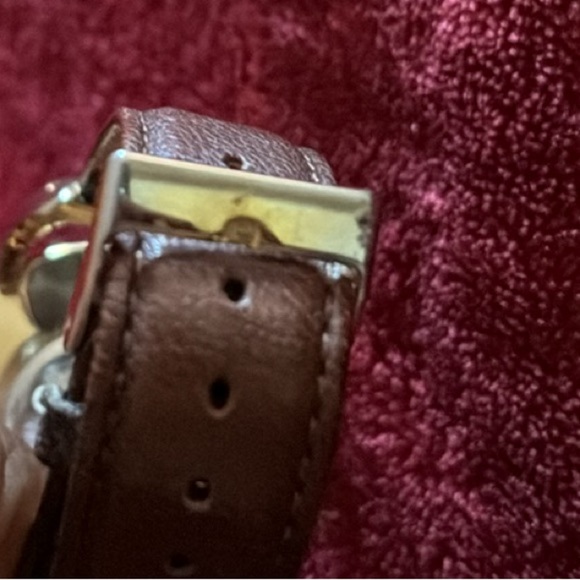 Anne Klein Genuine brown leather Strap Logo Dial gold tone wristwatch - Picture 11 of 13